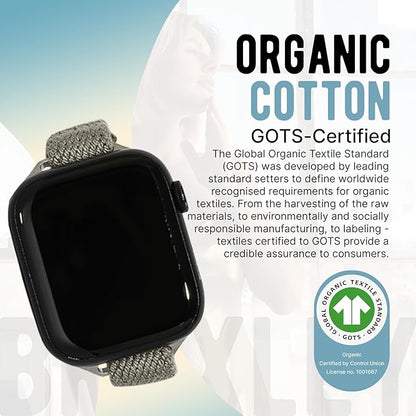 Braxley Bands - Organic Cotton Watch Bands For Women and Men, Compatible With All Apple Watch Sizes and Series - Washable, Sweat-Absorbent, Breathable Fit, Elastic Smart Watch Bands
