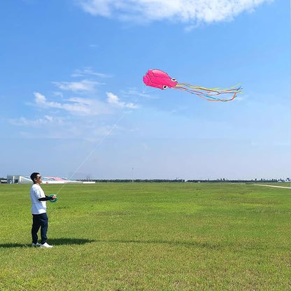 Octopus Kites for Kids & Adults Easy to Fly, 24”x 158” Large Soft Kite Kit for Boys and Girls, Single Line 3D Beach Kite Set for Teens,Perfect for Outdoor Activities