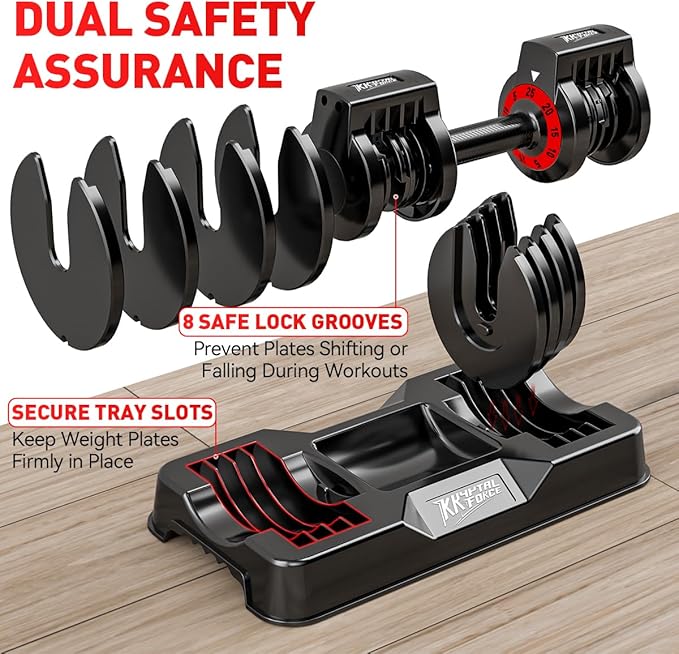 25/55lbs Adjustable Dumbbells Set, Dumbbells with Anti-Slip Metal Handle for Exercise & Fitness Fast Adjust Weight for Full Body Workout Fitness