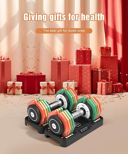 Adjustable Dumbbells Set/Single, 12.5LB/22.5LB/55LB 5 in 1 Free Adjustable Dumbbell Set with Anti-Slip Handle & Rainbow-colored Weight Plates for Home Gym, Weight Set for Women Men