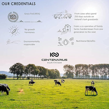 Centenarius Nutrition Grass Fed Whey Protein Unflavored Powder 500g with Natural Amino Acids for Optimized Muscle Growth, Recovery & Efficiency - Cold-Filtered, No Additives or Hormones