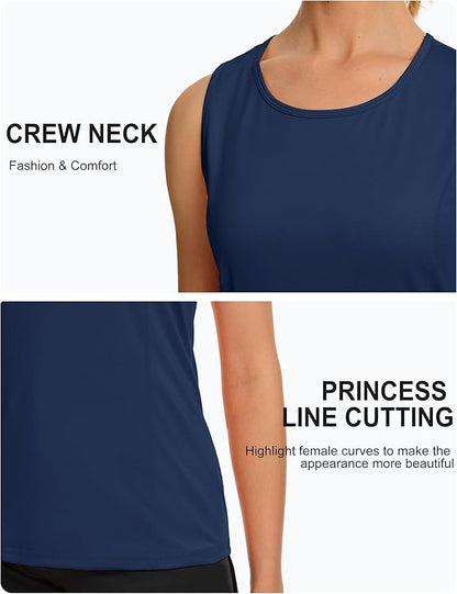 TACVASEN Women's UPF 80+ Workout Tank Top Sleeveless Quick Dry Sun Protection Hiking Athletic Gym Yoga Running Shirts