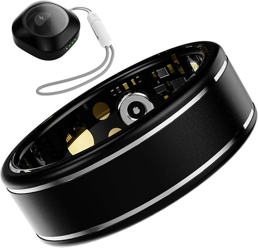 Activity Tracker Ring for Men ??Smart Ring with Heart Rate, SpO2, Blood Pressure, Sleep Monitoring, Step & Calorie Counter, 5ATM Waterproof, No Subscription Fee (Black, 8)