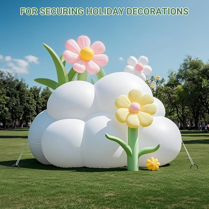 12 in 12 Pack Trampoline Stakes, U Shaped Trampoline Anchors High Wind Heavy Duty, Trampoline Anchor Kit, Steel Stakes for Trampolines, Outdoor Canopies, Camping Tents, Football Goal, Black