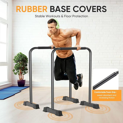 Dip Bar, 2-in-1 Adjustable Dip Stand Station for Home Workout, Heavy Duty Parallel Bars Workout Equipment for Strength Training