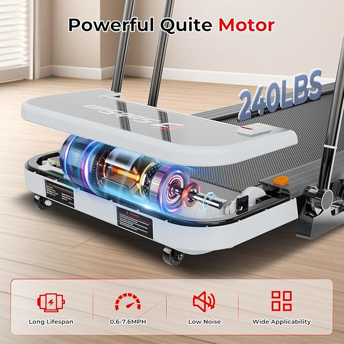 SHAREWIN Portable Folding Treadmill Foldable Electric Exercise Treadmills for Home with Pulse Sensors,260 lb Capacity,7.5MPH,Low Noise with LCD and Bluetooth Speakers