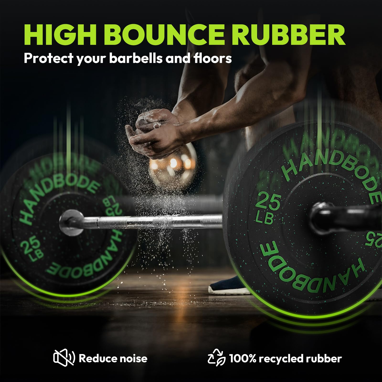HANDBODE 2-Inch High-Bounce Bumper Plate, Olympic Weight Plates 100 lb Set