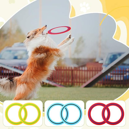 Soulchen 6 Pack Silicone Flying Ring 11 Inch Flying Disc Bulk for Backyard Pool Outdoor Soft Sports Family Camping Activities Sports Tossing Game Gifts (Blue, Yellow and Red)