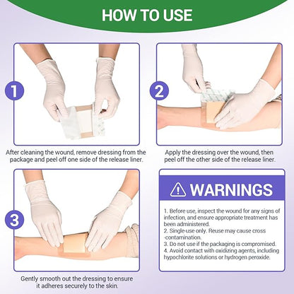 Silicone Sacrum Foam Dressing 7" x 7" with Border, High Absorbency Wound Bandage, Gentle Adhesion, Soft Breathable Bedsore Bandages for Sacral Ulcer, Pack of 5