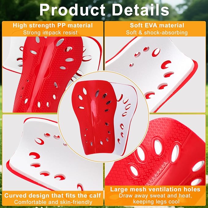 2 Pairs Shin Guards Soccer for Kids,Shin Pads Extra Lightweight Breathable Slide in Shin Guard for Football Training Match Outdoor Activities Protective Slip-in Shin Guards for Boys Girls