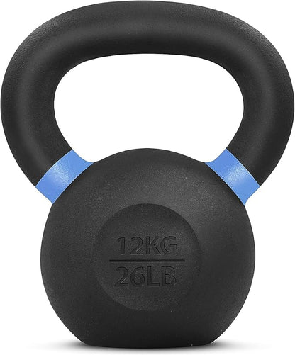 Yes4All Kettlebell, Heavy Duty Powder Coated Cast Iron Kettlebells, Non-Slip Handle & Flat Bottom for Conditioning, Strength Training & Full Body Exercises at Home Gym - Single & Pair