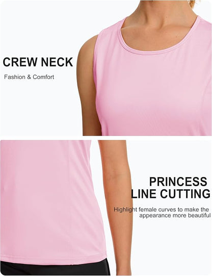 TACVASEN Women's UPF 80+ Workout Tank Top Sleeveless Quick Dry Sun Protection Hiking Athletic Gym Yoga Running Shirts