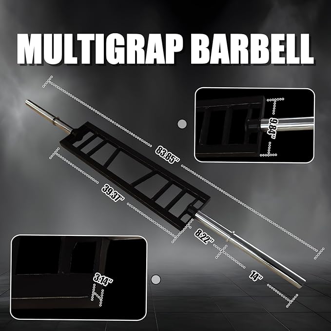 Multi Grip Barbell Swiss Bar | Cambered Barbell Multi Grip Olympic Barbell, Fits 2-inch Olympic Weight Plates, For Home Gym & Support Pressing, Lifting & Curls