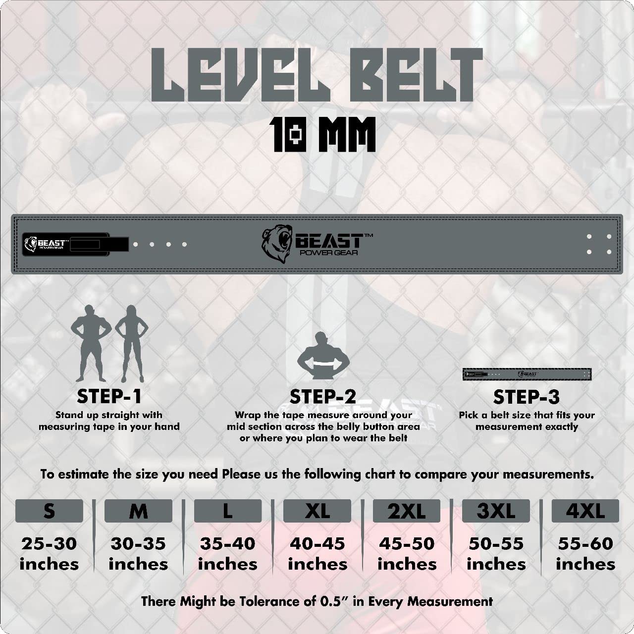 Beast Power Gear Weight Lifting Belt Lever Buckle 10MM 13MM Thick & 4 Inches Free Strap
