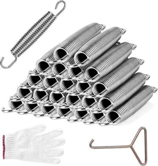 5.5inch/6.5inch/7inchTrampoline Springs Heavy Duty Stainless Steel Replacement Trampoline Replacement Parts, Weather-Resistant, Includes Tool and Gloves, Universal Trampolines Spring Tool
