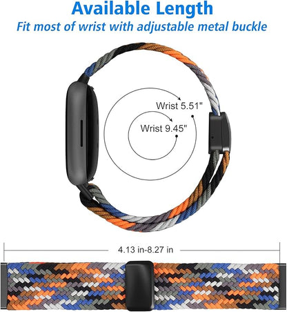 Fintie Magnetic Braided Stretchy Band Compatible with Fitbit Versa 4 3 / Sense 2 1, Soft Woven Nylon Sport Elastic Replacement Strap Wrist Bands, Camouflage Colors