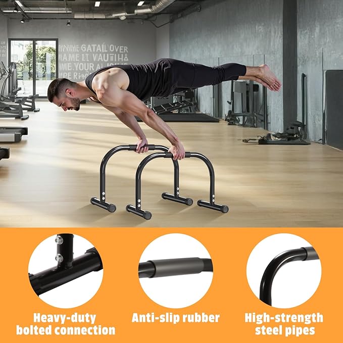 AmazeFan Parallettes Bars, High Steel Push Up Bar Strength Training For Handstands, Calisthenics Bars & Dip Bars, Calisthenic, Push Up Stands Handle for Floor Workouts Calisthenics Equipment ﻿