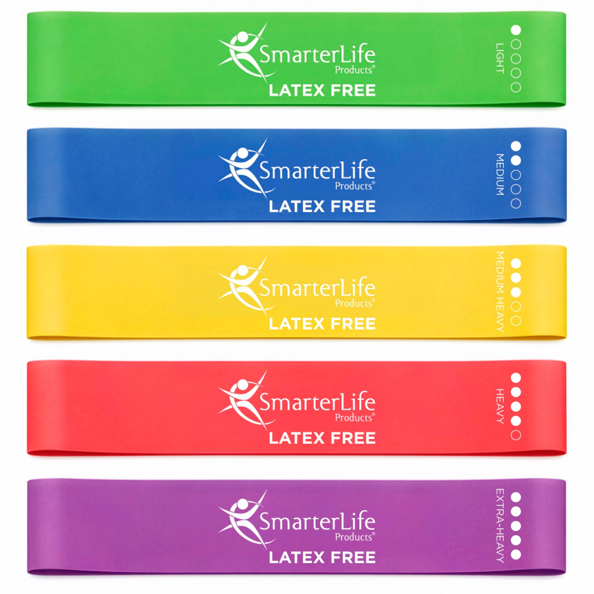 SmarterLife Resistance Bands Set of 5 Extra Wide Latex-Free Exercise Bands
