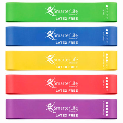 SmarterLife Resistance Bands Set of 5 Extra Wide Latex-Free Exercise Bands