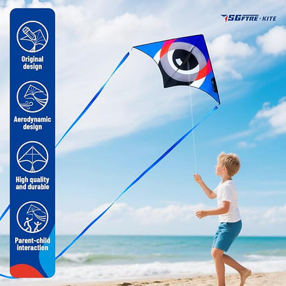 Delta Kites for Kids & Adults，Extremely Easy to Fly，Single Line Beach & Park Kite for Family Outdoor Games & Activities (Eye of The Sky)