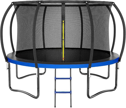 Trampoline 8FT 10FT 12FT 14FT 16FT, Outdoor Trampolines for Kids and Adults, Recreational Trampoline with Enclosure Net & Ladder, Round Trampoline ASTM Approved, 400/450LBS Weight Capacity