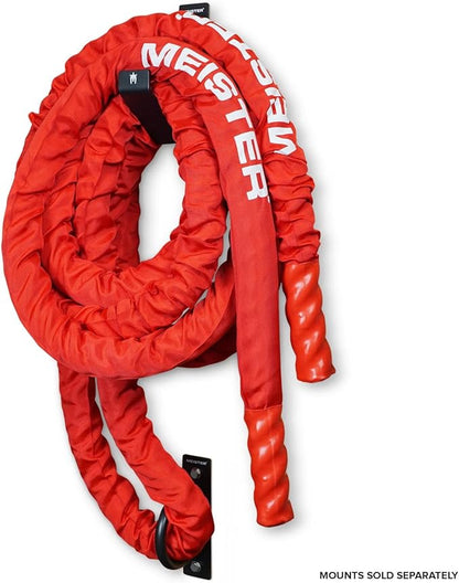 Meister Beast Professional Sheathed Battle Rope for Strength & Conditioning Gym Workouts - 2.5" Diameter - Red