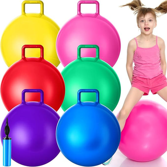 Lewtemi 6 Pcs Hopper Ball Carnival Outdoor Games 22 Inch Jumping Hopping Inflatable Bouncing Ball