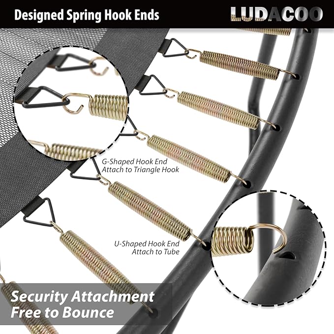 3.5"-8.5" Trampoline Springs, Heavy Duty Stainless Steel Trampoline Accessories with Swivel & Straight Hooks, Universal Trampoline Replacement Parts Includes T-Hook Tool, 12-48 Pack