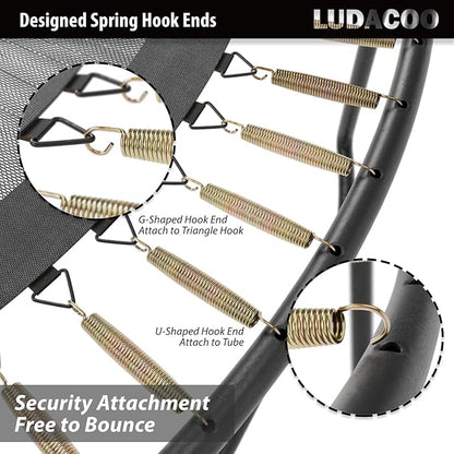 3.5"-8.5" Trampoline Springs, Heavy Duty Stainless Steel Trampoline Accessories with Swivel & Straight Hooks, Universal Trampoline Replacement Parts Includes T-Hook Tool, 12-48 Pack