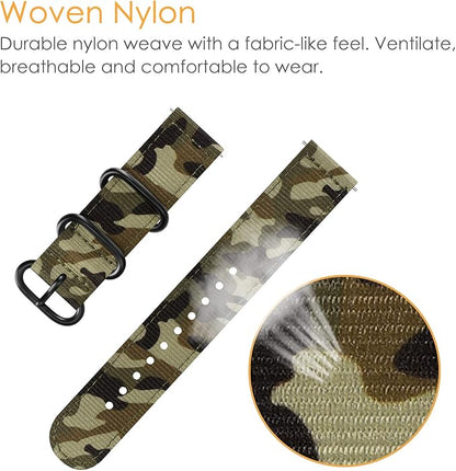 FINTIE Bands Compatible with Fitbit Versa 2/1 / Lite Edition, Soft Nylon Replacement Strap Wristband Accessories (Camo)