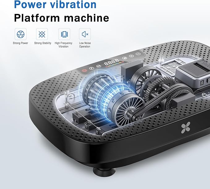 Vibration Plate Exercise Machine, Vibration Plate for Lymphatic Drainage & Body Toning, Whole Body Vibration Plate Platform with Bluetooth, Ultra-Quiet Home Gym Equipment, Resistance Bands