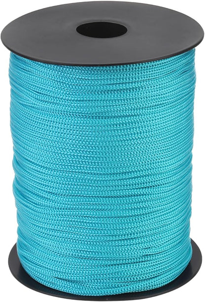 MECCANIXITY 1/8 Inch Polypropylene Rope Braided Ropes, 328ft Nylon Rope Hollow Utility Cord for Clothesline, Camping, Hiking, Outdoor, Blue Green