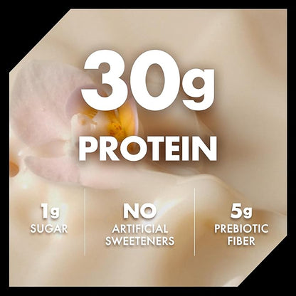 Oikos Protein Shake, Vanilla, 30g High Protein Drinks, Shelf Stable, Ready to Drink, 5g Prebiotic Fiber, 12 fl oz Bottle, 4 Count