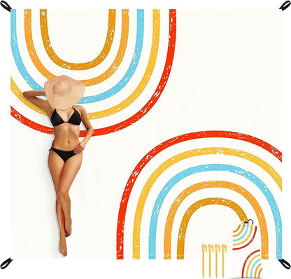 110''×118'' Beach Blanket, Waterproof Sandproof Beach Mat Lightweight Outdoor Picnic Blanket for Travel, Camping, Hiking