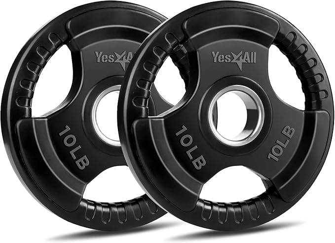 Yes4All Rubber Grip Plates for Barbell, 2-Inch Weight Plates for Weightlifting and Strength Training in Home Gym (Single, Pair and Set)