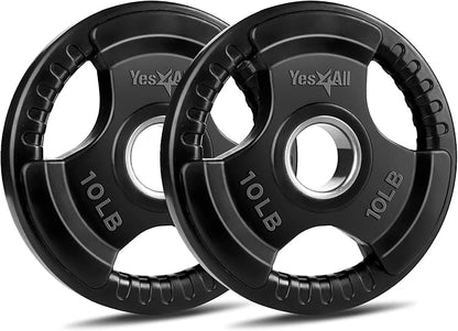 Yes4All Rubber Grip Plates for Barbell, 2-Inch Weight Plates for Weightlifting and Strength Training in Home Gym (Single, Pair and Set)