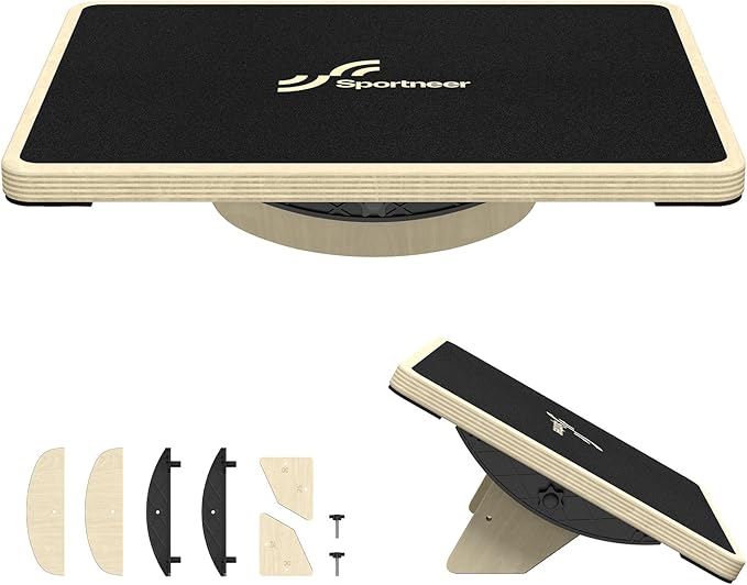 Sportneer 2-in-1 Balance Board ??Adjustable Wobble & Slant Board for Core Strength, Stretching, Rehab, Standing Desk, Home Gym Workout