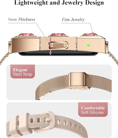 Smart Bracelet, Wearable Activity & Fitness Tracker Band, 24/7 Sleep Tracker, All-Day Continuous Heart Rate Blood Pressure Stress HRV Monitor, 170+ Sport Modes Smart Wristband with 2 Bands, Free APP