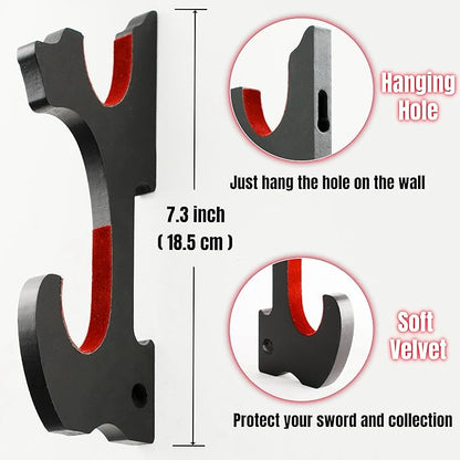 Eforlife 2/Set Sword Hook Wall Mount Samurai Sword Hanger Display Holder Adjustable for Katana Wakizashi Tanto Genji Sword Weapon Rack