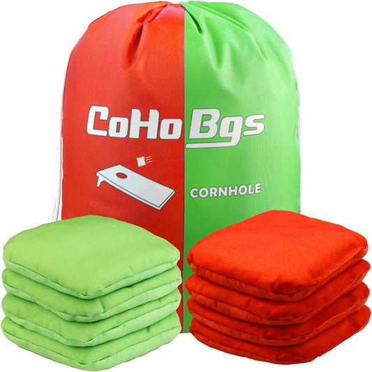 CoHoBgs Corn Hole Bags Set 8, Professional Cornhole Bags Dual-Sided Slick & Stick Resin Filled