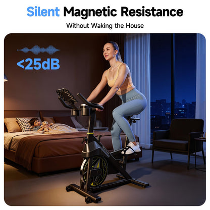 YPOO Exercise Bike Magnetic 300lbs Silent Belt Drive with App Courses
