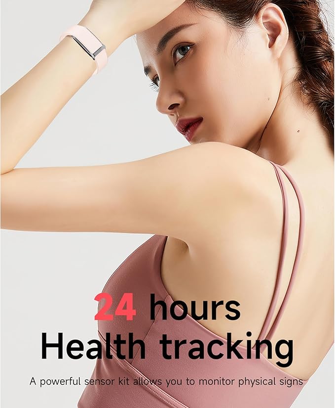 Smart Health Wristband, Fitness Activity Tracker for Women, One-Touch Measurement Function, Measuring Heart Rate, Sleep, Stress Health Data, 120+ Exercise Modes, Wearable Health Tracker with GPS(Pink)