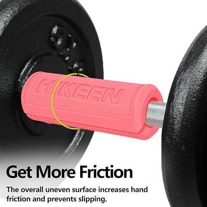 Hikeen Thick Bar Dumbbell Grips,Non Slip Hard Rubber Barbell Grips,Grips for Weight Lifting, Muscle Building-1.77", 2", 2.25" & 2.75" Outer Diameter