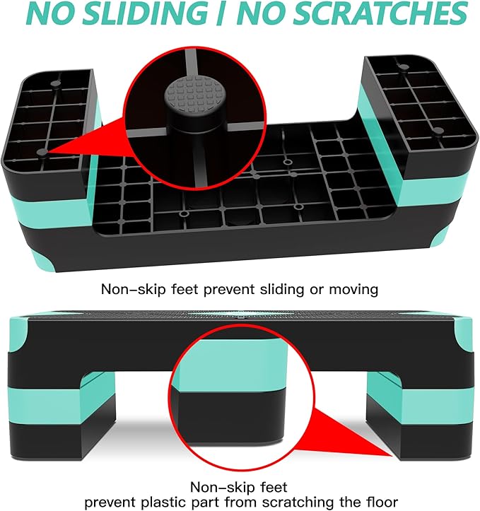 Aerobic Exercise Step, Adjustable Aerobic Stepper for Exercise, Workout Step Platform for Step Up, 26.5" Step Deck with 4??6??8??Adjustable Height Risers, Women Home Gym Cardio Fitness