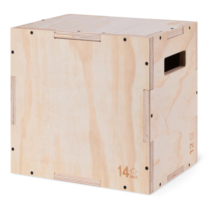 Amazon Basics 3-in-1 Wooden Plyo Box, Non-Slip Plyometric Jump Box with Three Heights for Home Gym