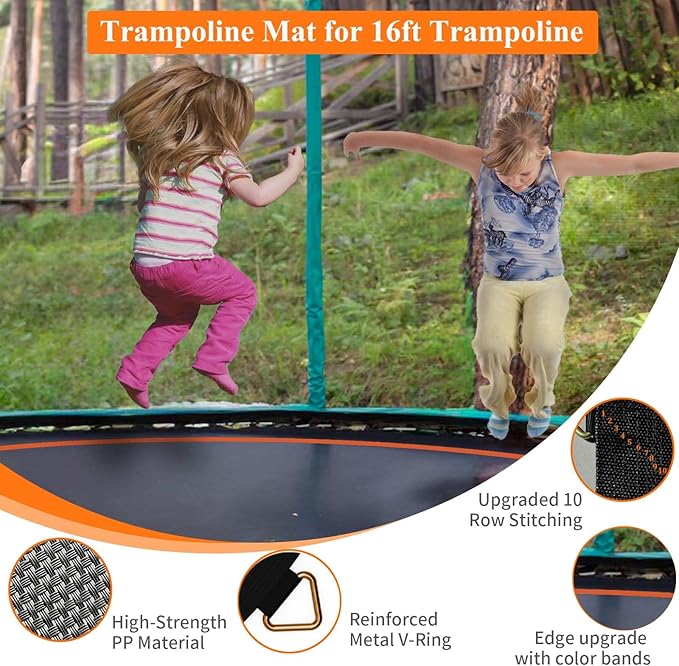 Trampoline Mat Replacement-Fits 16FT Frame with 108 Rings Fits 6.5-7.0" Springs-Mat Diameter 14.3ft (172inch), Not Include Spring and Frame