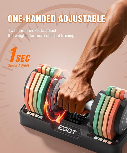 Adjustable Dumbbells Set/Single, 12.5LB/22.5LB/55LB 5 in 1 Free Adjustable Dumbbell Set with Anti-Slip Handle & Rainbow-colored Weight Plates for Home Gym, Weight Set for Women Men