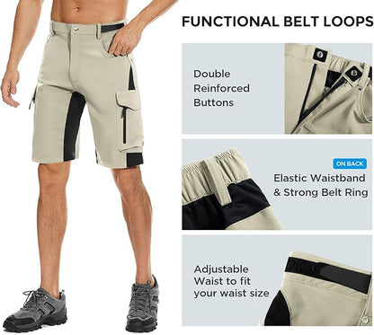 XKTTAC Men's Outdoor Quick Dry Lightweight Stretchy Shorts for Hiking, Tactical, Camping, Travel with 6 Pockets