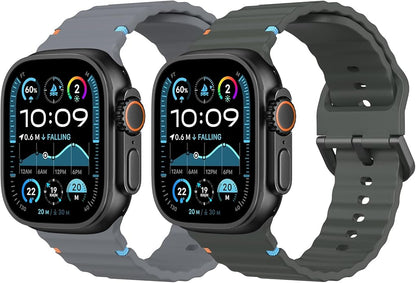 MoKo 2Pack Sport Watch Band Compatible with Apple Watch Band Ultra3/2/1 49mm/Series 11/10/9/8/7/6/5/4/3/2/1/SE3/SE2/SE 46/45/44/42/41/40/38mm,Adjustable Breathable Strap