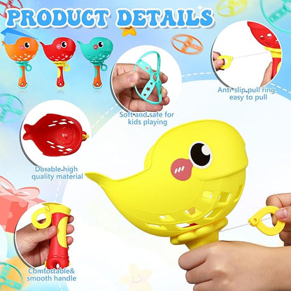 Set of 8 Flying Disc Launcher Toys Bulk Toys for Kids Include String Launchers & Discs Manual Capture Catching Game Flying Toy for Boy Girl Birthday Party Favors